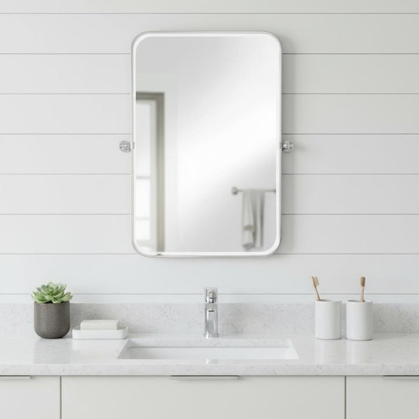Set of Two Tilting Iron Framed Vanity Mirrors for a Stylish Modern Bathroom Upgrade