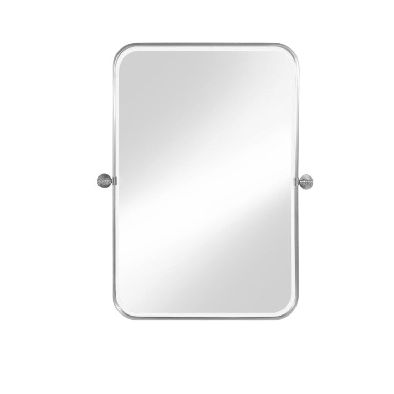 HomeRoots Set of Two Tilting Iron Framed Vanity Mirrors for a Stylish Modern Bathroom Upgrade Silver 24" W x 31" H x 2" D 719485