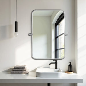 Set of Two Tilting Iron Framed Vanity Mirrors for a Stylish Modern Bathroom Upgrade