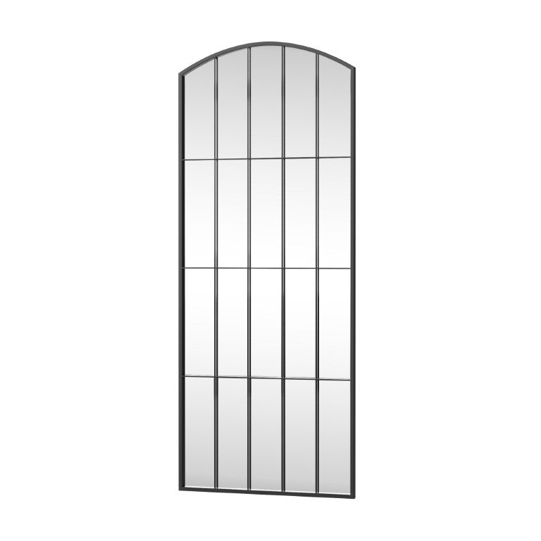 HomeRoots 67 Inch Black Iron Geometric Arch Frame Full Length Mirror for Wall or Floor 719495