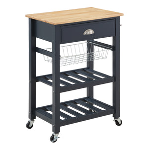 OSP Home Furnishings Hampton Kitchen Cart Blue Blue