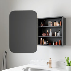 24 Inch Metal Framed Bathroom Vanity Mirror Cabinet Wall Mounted Storage Organizer