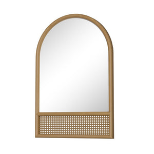 HomeRoots 36 Inch Solid Wood Arch Wall Mirror Brown Decorative Frame for Living Room 719507