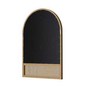 36 Inch Solid Wood Arch Wall Mirror Brown Decorative Frame for Living Room