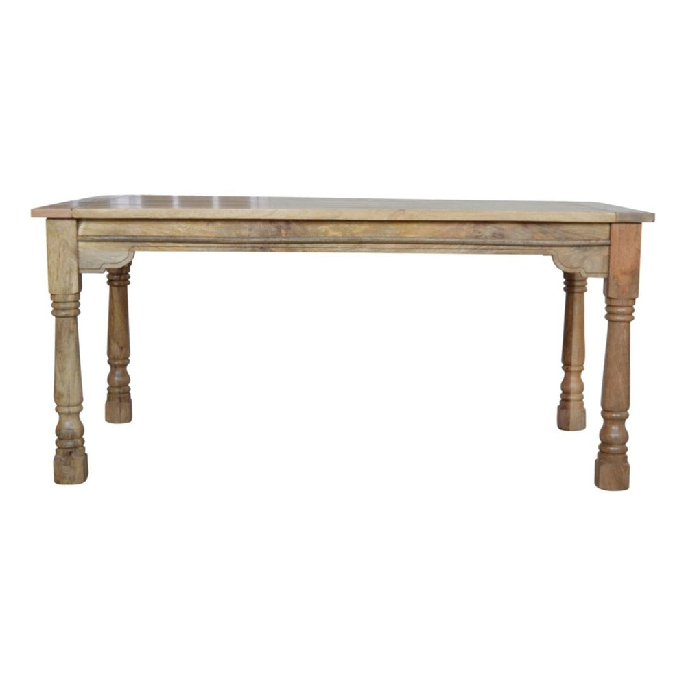 HomeRoots 71" Solid Mango Wood Double Pedestal Dining Table with Self-Storing Leaves – Elegant & Versatile! 719513