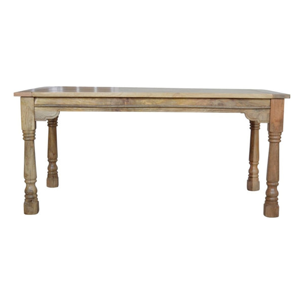 HomeRoots 71" Solid Mango Wood Double Pedestal Dining Table with Self-Storing Leaves – Elegant & Versatile! 719513