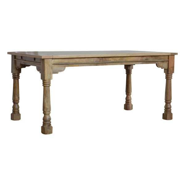HomeRoots 71" Solid Mango Wood Double Pedestal Dining Table with Self-Storing Leaves – Elegant & Versatile! 719513