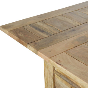 HomeRoots 71" Solid Mango Wood Double Pedestal Dining Table with Self-Storing Leaves – Elegant & Versatile! 719513