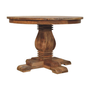 43 Inch Round Solid Wood Dining Table with Pedestal Base for Cozy Breakfast Nooks
