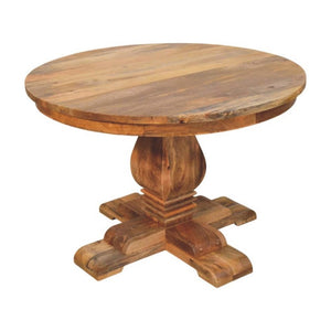 43 Inch Round Solid Wood Dining Table with Pedestal Base for Cozy Breakfast Nooks