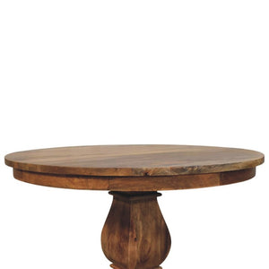 43 Inch Round Solid Wood Dining Table with Pedestal Base for Cozy Breakfast Nooks