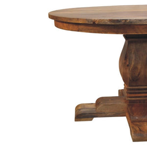 43 Inch Round Solid Wood Dining Table with Pedestal Base for Cozy Breakfast Nooks