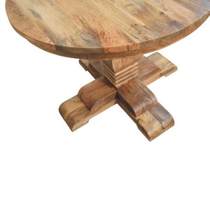 43 Inch Round Solid Wood Dining Table with Pedestal Base for Cozy Breakfast Nooks