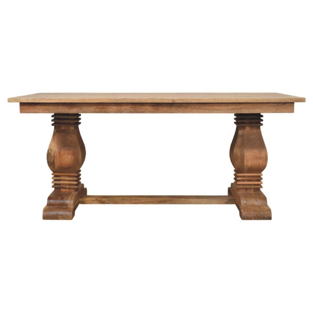 HomeRoots 71" Rustic Solid Wood Trestle Dining Table - Handcrafted Mango Wood, Distressed Finish, Seats 6 719514