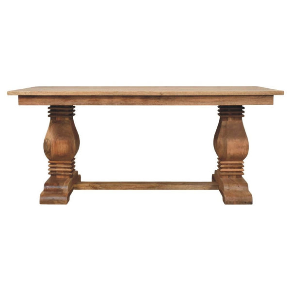 HomeRoots 71" Rustic Solid Wood Trestle Dining Table - Handcrafted Mango Wood, Distressed Finish, Seats 6 719514