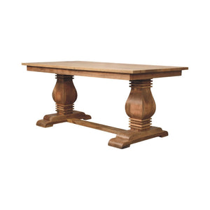 HomeRoots 71" Rustic Solid Wood Trestle Dining Table - Handcrafted Mango Wood, Distressed Finish, Seats 6 719514