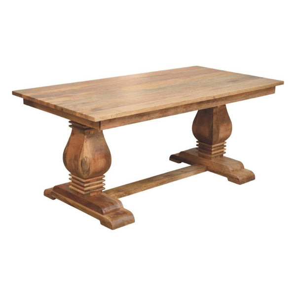 HomeRoots 71" Rustic Solid Wood Trestle Dining Table - Handcrafted Mango Wood, Distressed Finish, Seats 6 719514