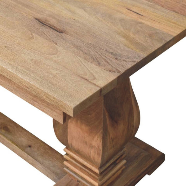 HomeRoots 71" Rustic Solid Wood Trestle Dining Table - Handcrafted Mango Wood, Distressed Finish, Seats 6 719514