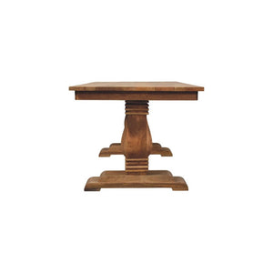 HomeRoots 71" Rustic Solid Wood Trestle Dining Table - Handcrafted Mango Wood, Distressed Finish, Seats 6 719514