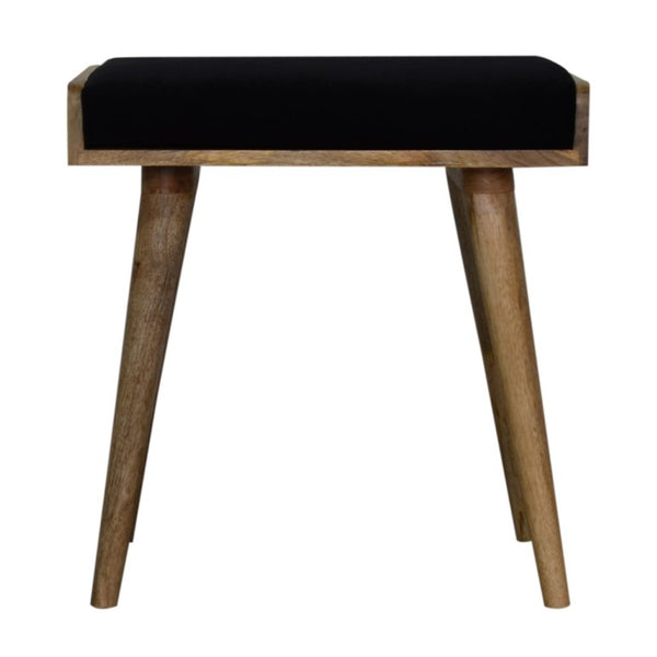 20 Inch Velvet Upholstered Footstool with Solid Oak Legs Modern Living Room Accent
