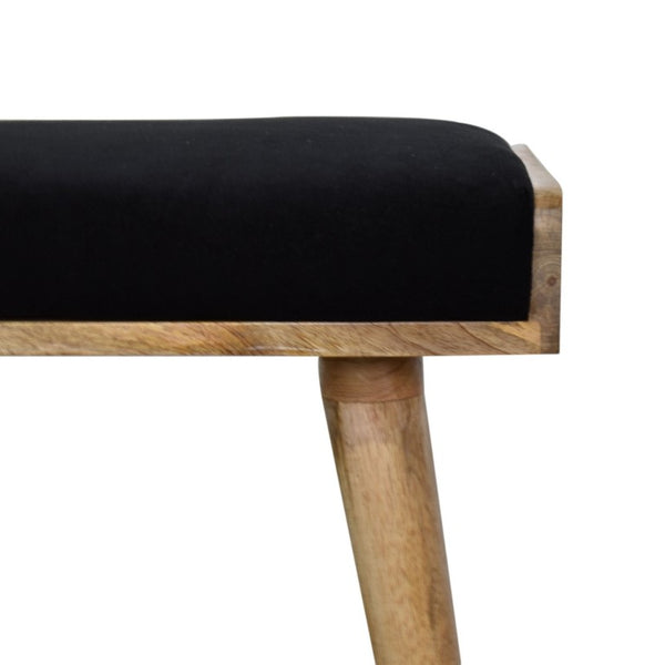 20 Inch Velvet Upholstered Footstool with Solid Oak Legs Modern Living Room Accent