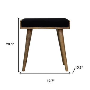 20 Inch Velvet Upholstered Footstool with Solid Oak Legs Modern Living Room Accent