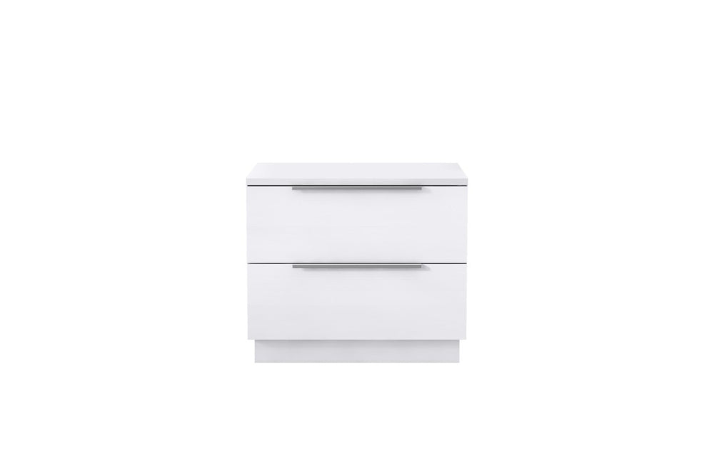 HomeRoots 20 Inch White Wood Two Drawer Nightstand for Bedroom Elegant Compact Bedside Storage 719561