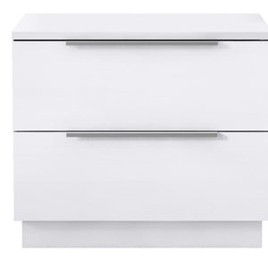 20 Inch White Wood Two Drawer Nightstand for Bedroom Elegant Compact Bedside Storage
