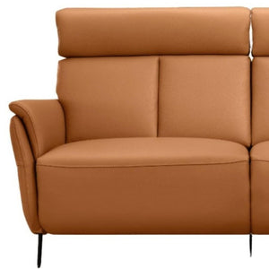 73 Inch Camel Leather Power Reclining Sofa with Usb Charging for Living Rooms