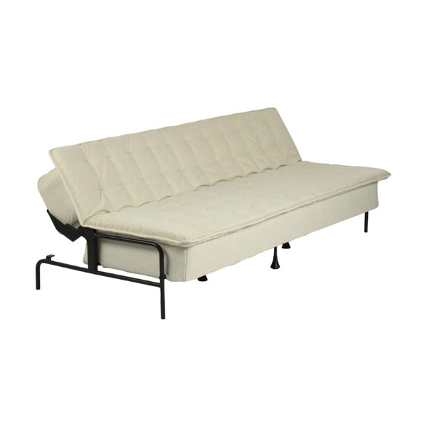 77 Inch Beige Fabric Futon Convertible Sleeper for Modern Living Rooms and Guest Spaces