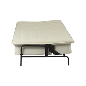 77 Inch Beige Fabric Futon Convertible Sleeper for Modern Living Rooms and Guest Spaces