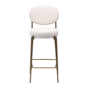 HomeRoots Set of Two Stylish 29" Green Faux Leather Bar Chairs with Gold Metal Base for Modern Spaces 719632