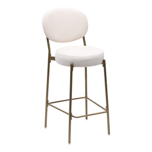 HomeRoots Set of Two Stylish 29" Green Faux Leather Bar Chairs with Gold Metal Base for Modern Spaces 719632