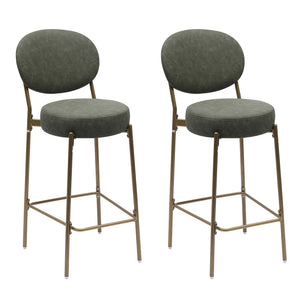 HomeRoots Set of Two Luxurious Black Velvet Bar Height Chairs with Gold Metal Base for Modern Spaces 719633