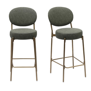 HomeRoots Set of Two Luxurious Black Velvet Bar Height Chairs with Gold Metal Base for Modern Spaces 719633
