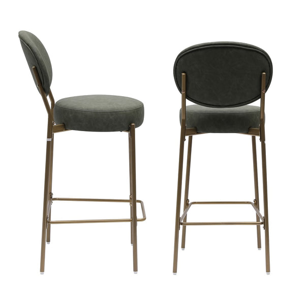 HomeRoots Set of Two Luxurious Black Velvet Bar Height Chairs with Gold Metal Base for Modern Spaces 719633