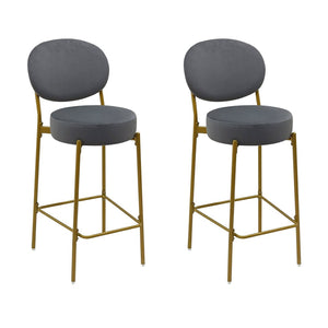 HomeRoots Set of Four Armless Gray and Black Metal Dining Chairs with Ergonomic Back for Modern Comfort 719643