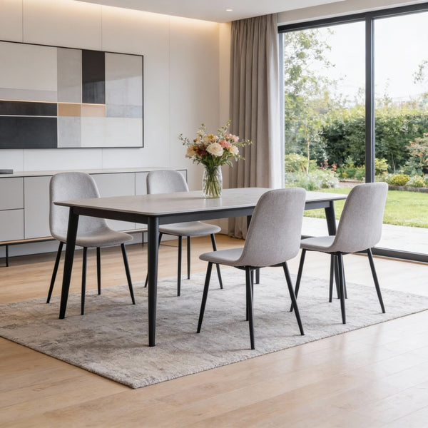HomeRoots Set of Four Modern Brown Suede and Metal Dining Side Chairs for Versatile Home Seating Solutions 719644