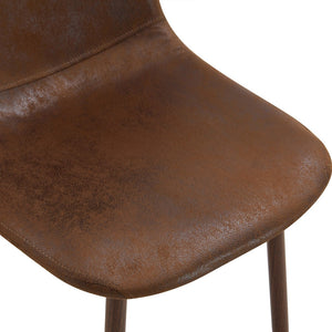 HomeRoots Set of Four Modern Rustic Armless Dining Chairs in Black & White Faux Leather with Metal Legs 719645