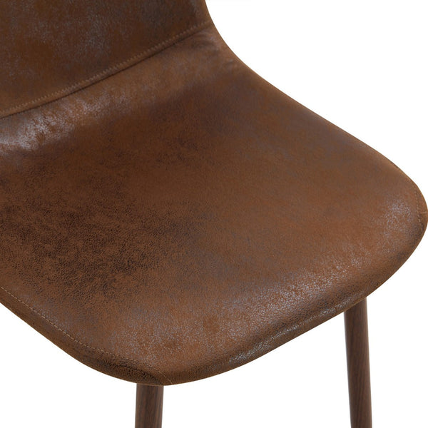 HomeRoots Set of Four Modern Rustic Armless Dining Chairs in Black & White Faux Leather with Metal Legs 719645