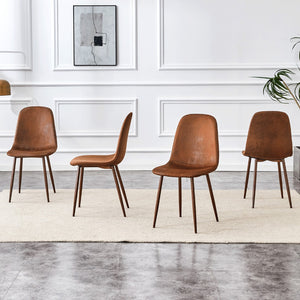HomeRoots Set of Four Modern Rustic Armless Dining Chairs in Black & White Faux Leather with Metal Legs 719645