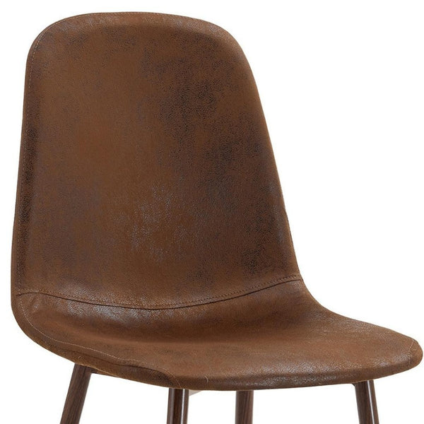 HomeRoots Set of Four Modern Rustic Armless Dining Chairs in Black & White Faux Leather with Metal Legs 719645