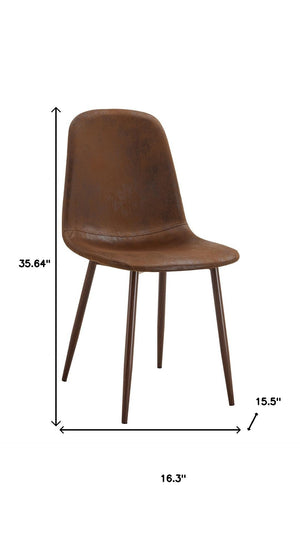 HomeRoots Set of Four Modern Rustic Armless Dining Chairs in Black & White Faux Leather with Metal Legs 719645