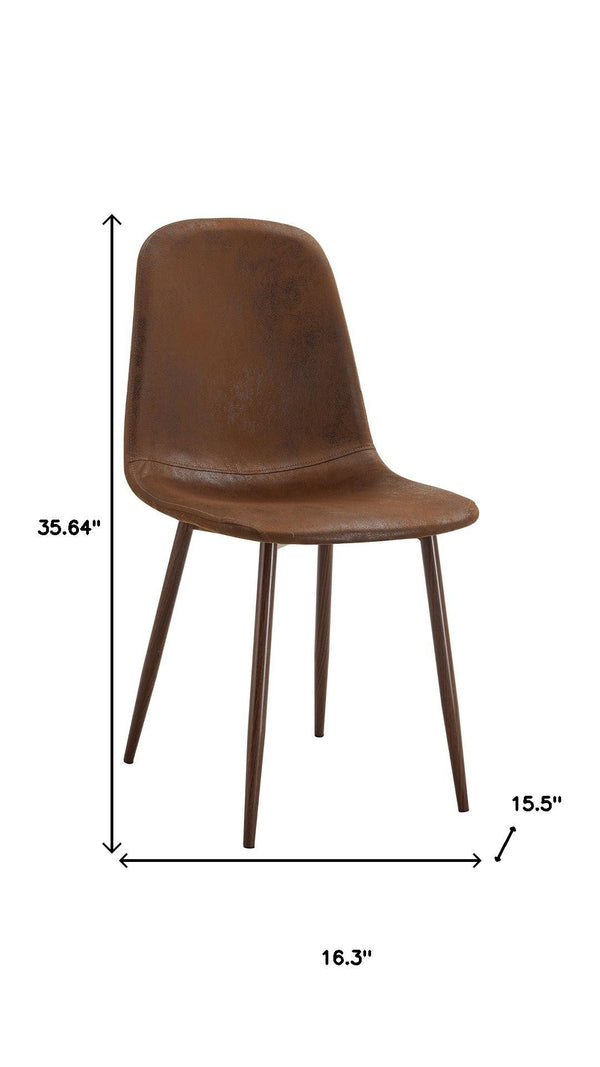 HomeRoots Set of Four Modern Rustic Armless Dining Chairs in Black & White Faux Leather with Metal Legs 719645