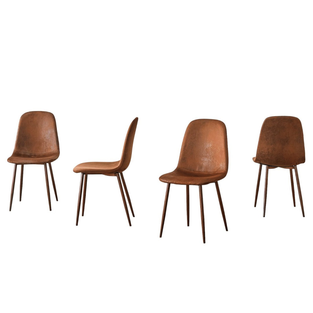 HomeRoots Set of Four Modern Rustic Armless Dining Chairs in Black & White Faux Leather with Metal Legs 719645