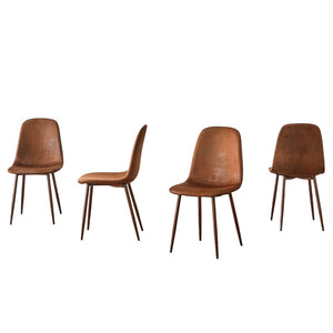 HomeRoots Set of Four Modern Rustic Armless Dining Chairs in Black & White Faux Leather with Metal Legs 719645
