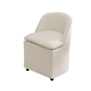 HomeRoots Set of Two Stylish Blue Chenille Wing Back Dining Chairs with Rolling Wheels for Versatile Use 719647
