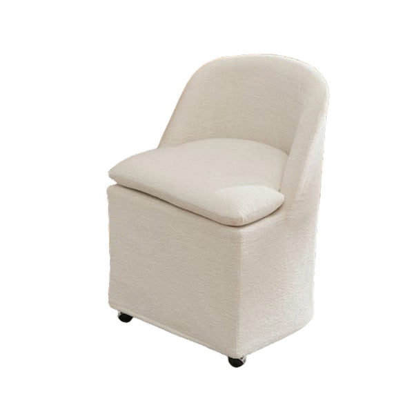 HomeRoots Set of Two Stylish Blue Chenille Wing Back Dining Chairs with Rolling Wheels for Versatile Use 719647