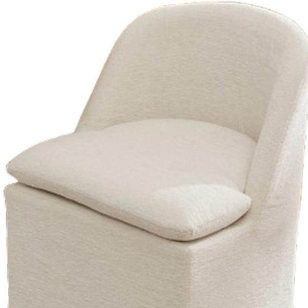 HomeRoots Set of Two Stylish Blue Chenille Wing Back Dining Chairs with Rolling Wheels for Versatile Use 719647