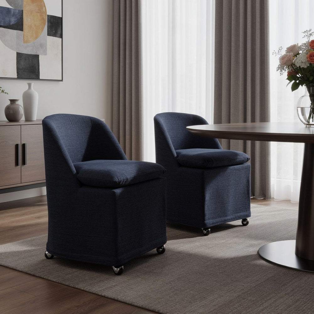 HomeRoots Beige Chenille Wing-Back Dining Chair Set with Wheels - Elegant, Versatile Accent for Any Space 719648